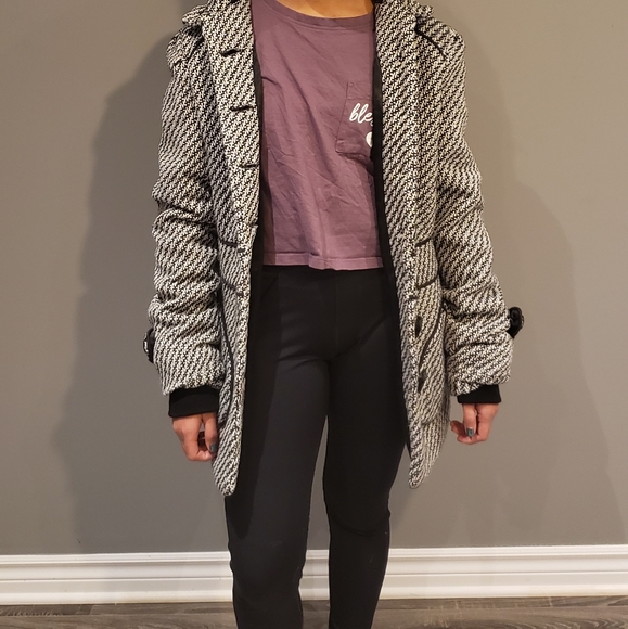 Wool coat eve Gravel Black and white - Picture 3 of 6